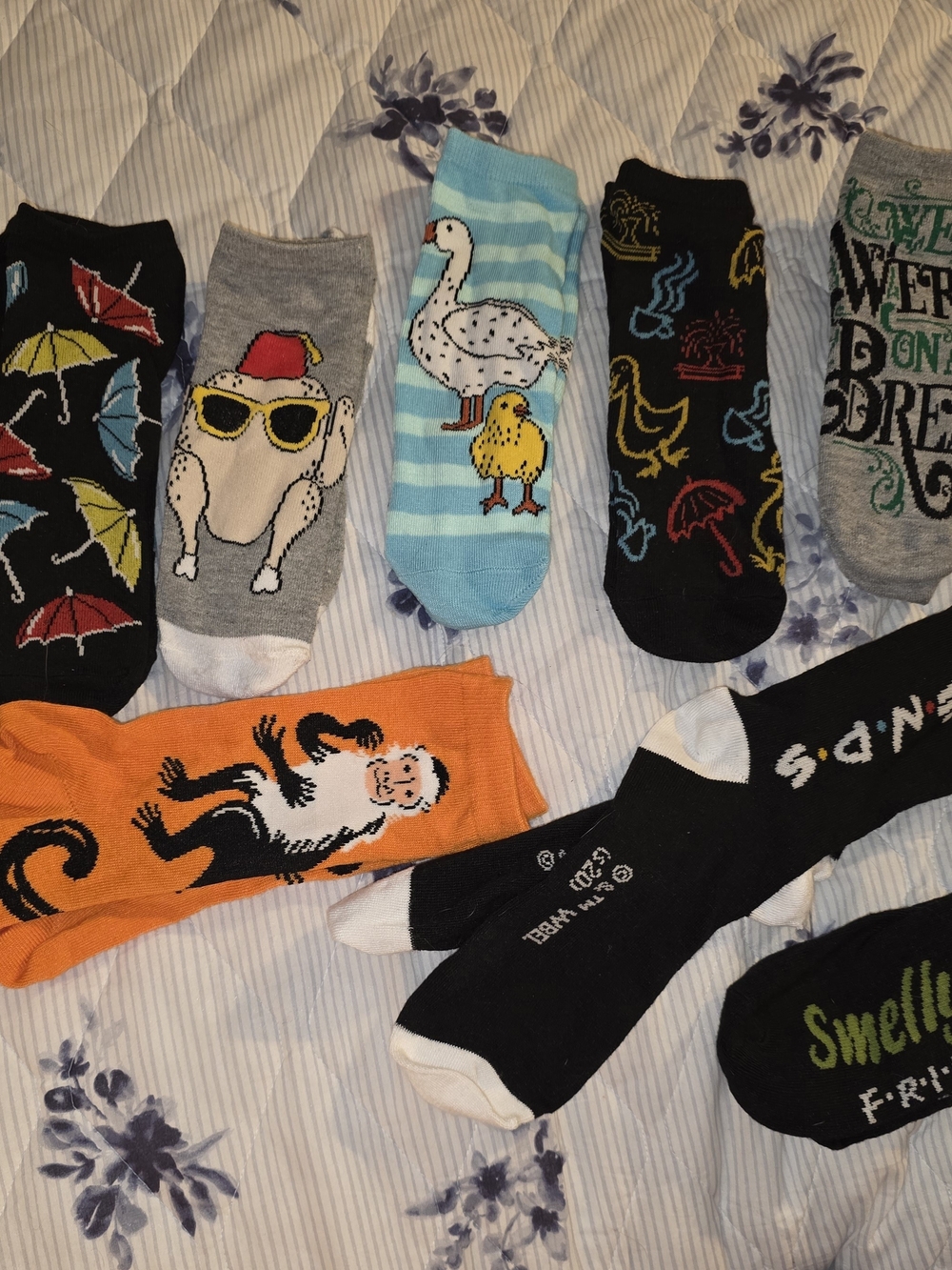 FRIENDS Novelty Women's Ankle Socks - Black, Gray, Blue, Orange, Yellow